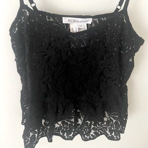 BCBG GENERATION - BLACK LACE CROP TANK TOP